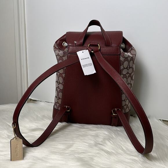NWT Coach Dempsey Drawstring Backpack In Signature Jacquard With Patch Stripe - Picture 6 of 9
